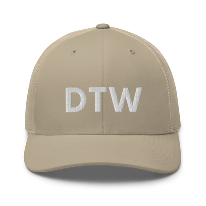 Detroit 'DTW' Trucker Hat | White/Black Embroidery