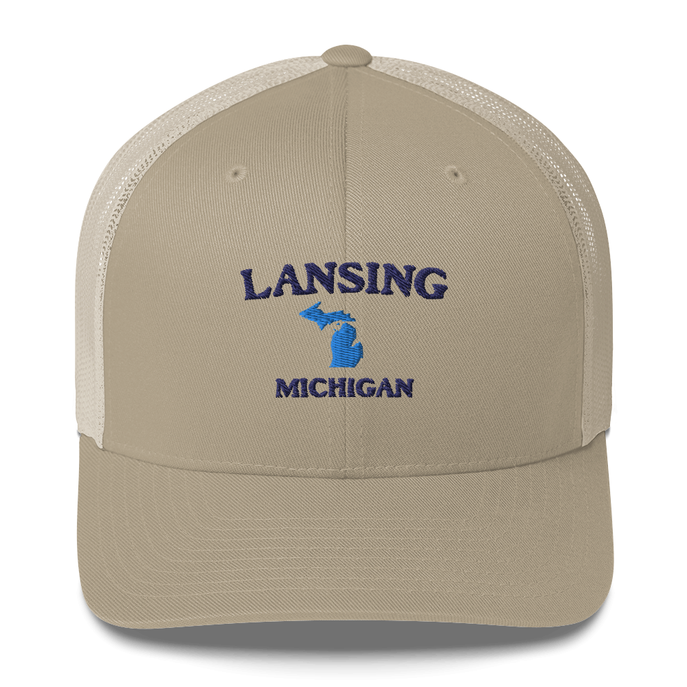 'Lansing Michigan' Trucker Hat (w/ Michigan Outline)