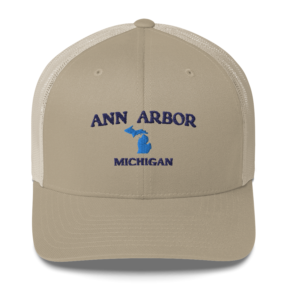 'Ann Arbor Michigan' Trucker Hat (w/ Michigan Outline)