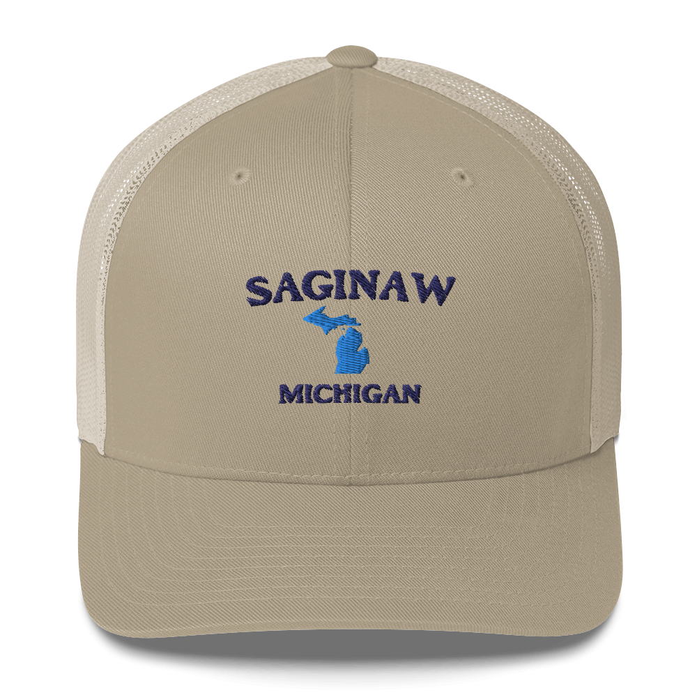 'Saginaw Michigan' Trucker Hat (w/ Michigan Outline)