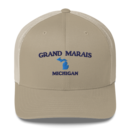 'Grand Marais Michigan' Trucker Hat (w/ Michigan Outline)