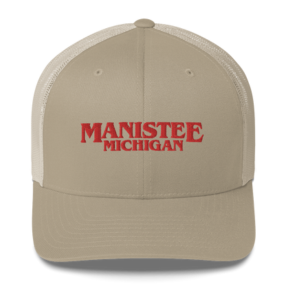 'Manistee Michigan' Trucker Hat (1980s Drama Parody)