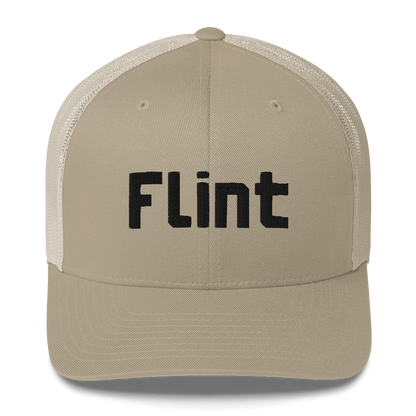 'Flint' Trucker Hat | White/Black Embroidery