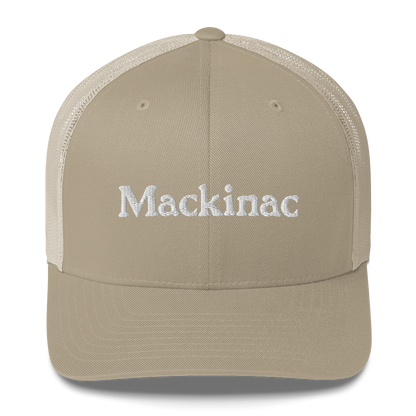 'Mackinac' Trucker Hat | White/Black Embroidery