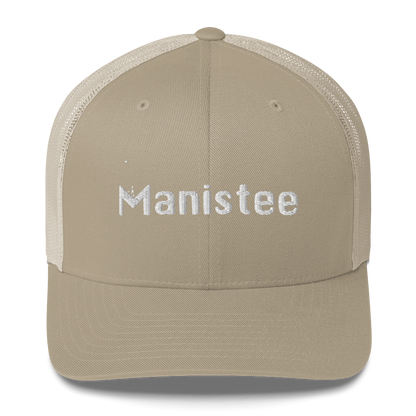 'Manistee' Trucker Hat | White/Black Embroidery