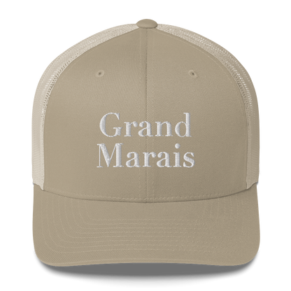 'Grand Marais' Trucker Hat | White/Black Embroidery