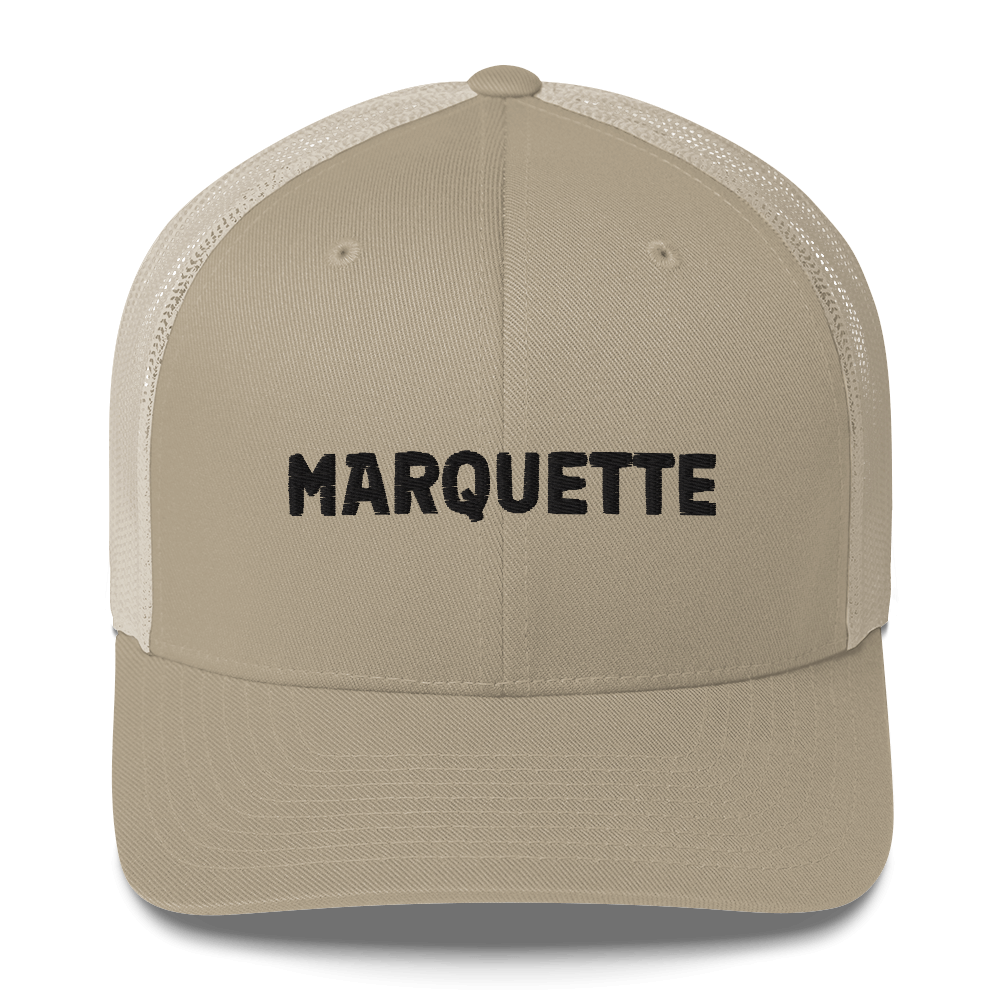 'Marquette' Trucker Hat | White/Black Embroidery