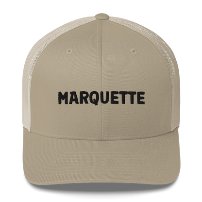 'Marquette' Trucker Hat | White/Black Embroidery