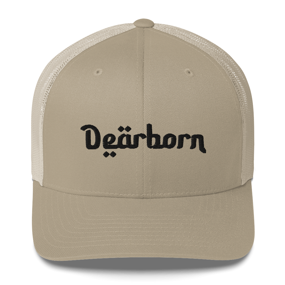 'Dearborn' Trucker Hat | White/Black Embroidery