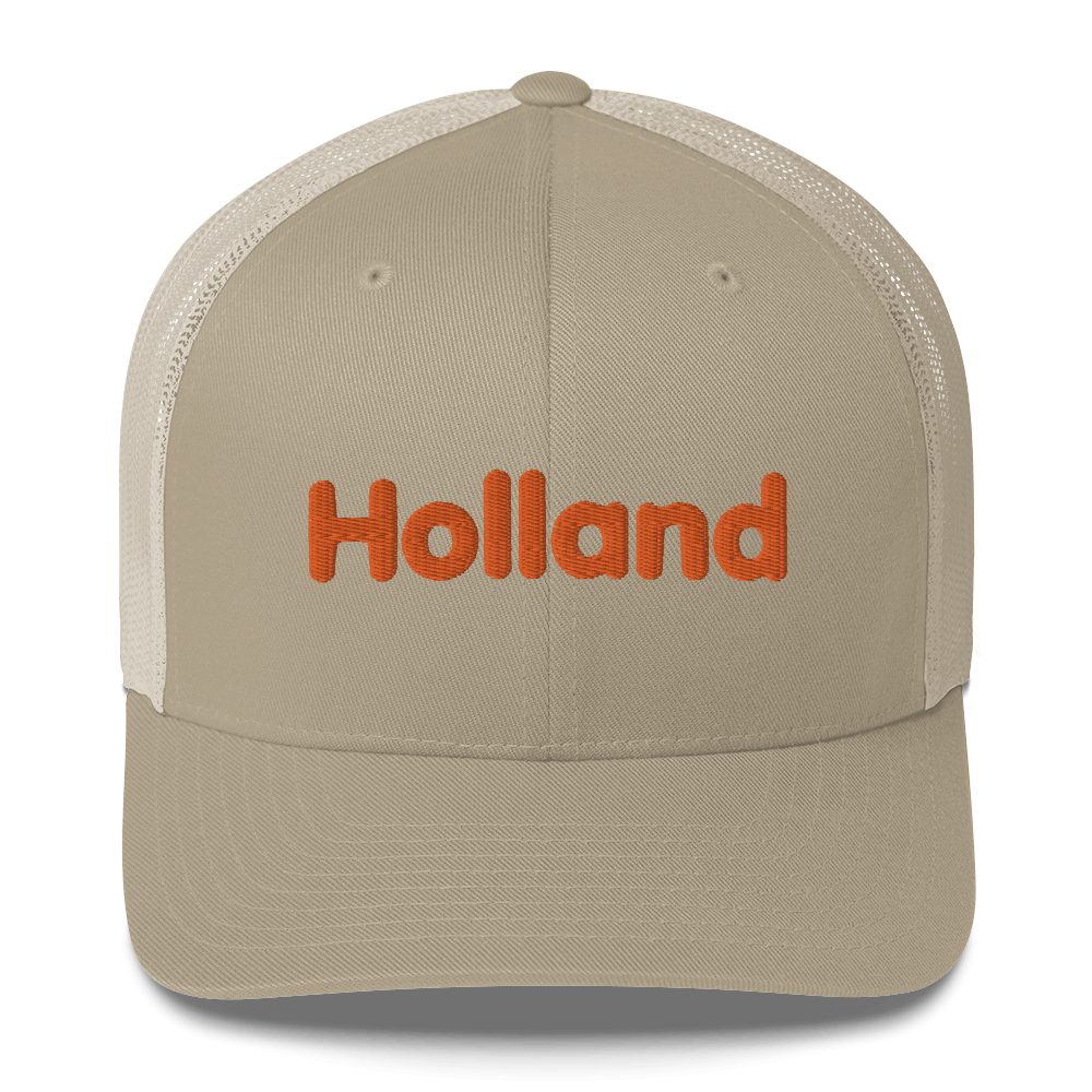 'Holland' Trucker Hat | White/Orange Embroidery