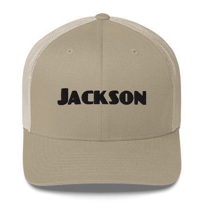 'Jackson' Trucker Cap | White/Black Embroidery