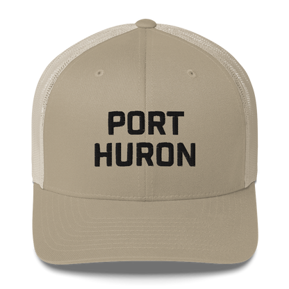 'Port Huron' Trucker Hat | White/Black Embroidery