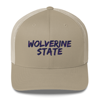 Michigan 'Wolverine State' Trucker Hat (Angry Brush Font)