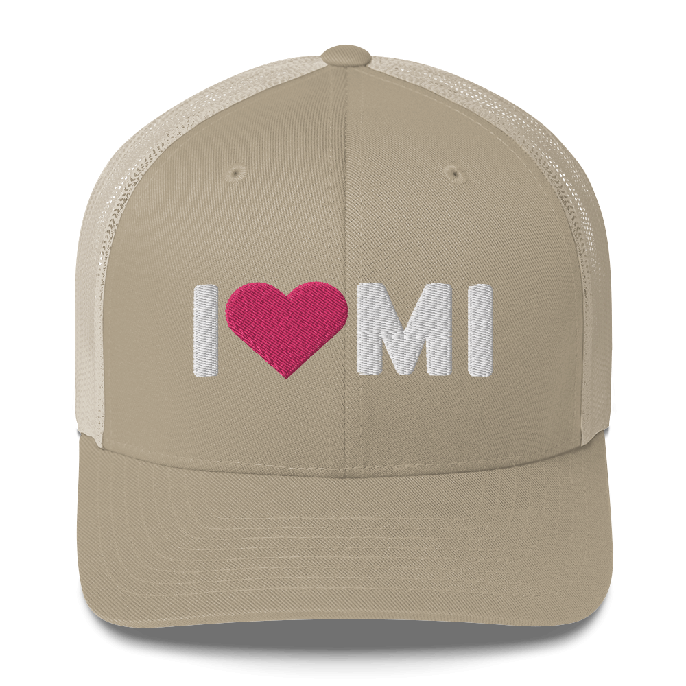 Michigan 'I ❤️ MI' Trucker Hat (Rounded Swiss Font)