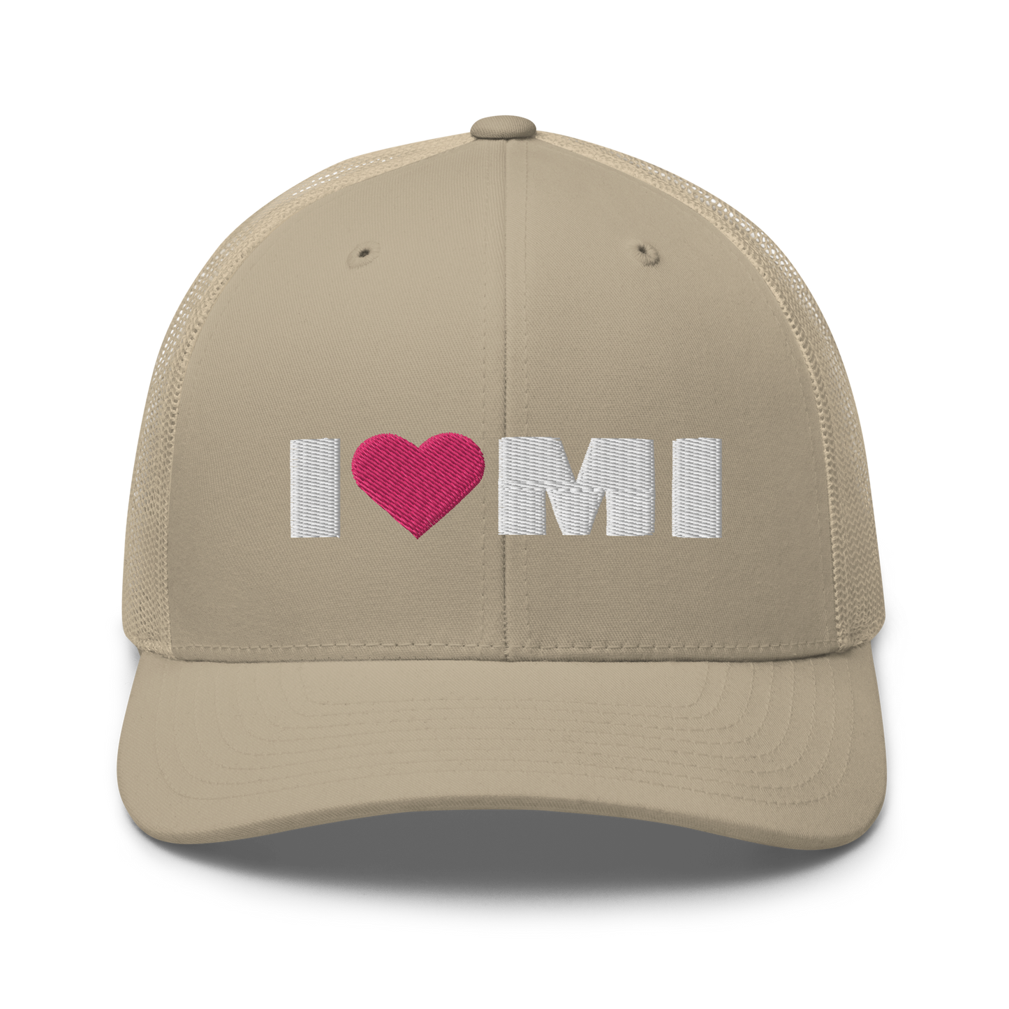 Michigan 'I ❤️ MI' Trucker Hat (French Olive Font)