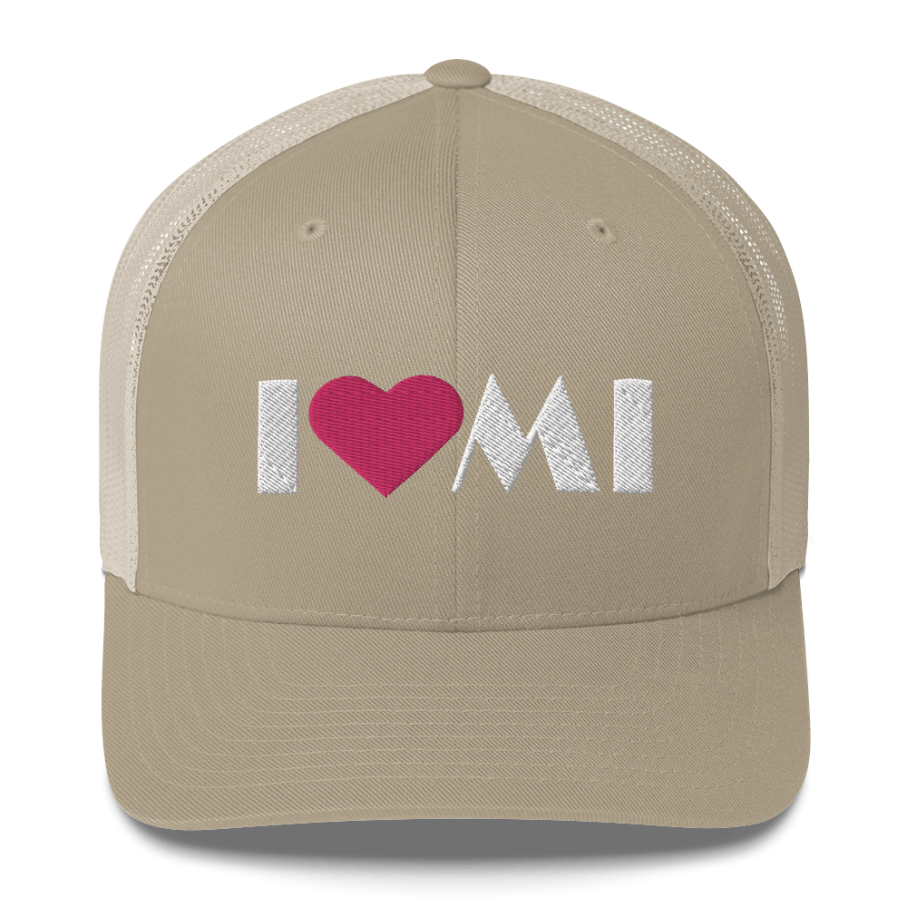 Michigan 'I ❤️ MI' Trucker Hat (Art Deco Font)