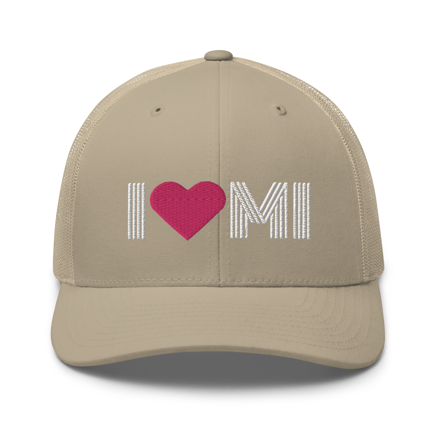 Michigan 'I ❤️ MI' Trucker Hat (Metalpress Font)