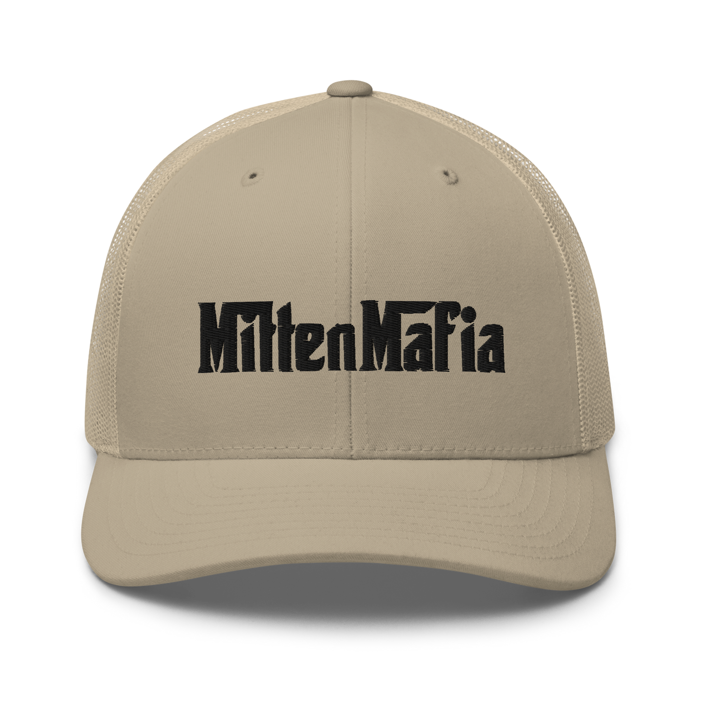 Michigan 'MittenMafia' Trucker Hat (Gangster Font) White/Black Embroidery