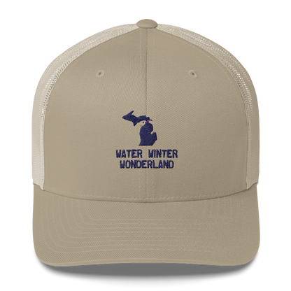 Michigan 'Water Winter Wonderland' Trucker Hat (w/ MI Outline)