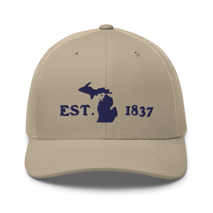 Michigan 'EST 1837' Trucker Hat (Woodcut Font)