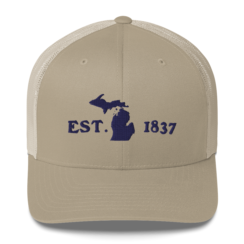 Michigan 'EST 1837' Trucker Hat (Woodcut Font)