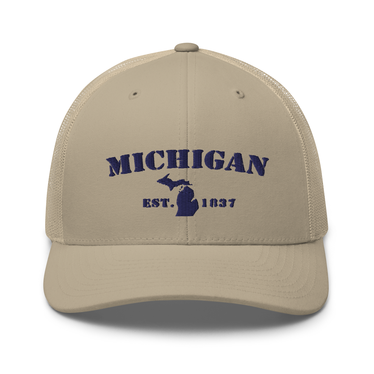 'Michigan EST 1837' Trucker Hat (Army Font)