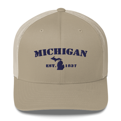 'Michigan EST 1837' Trucker Hat (Army Font)