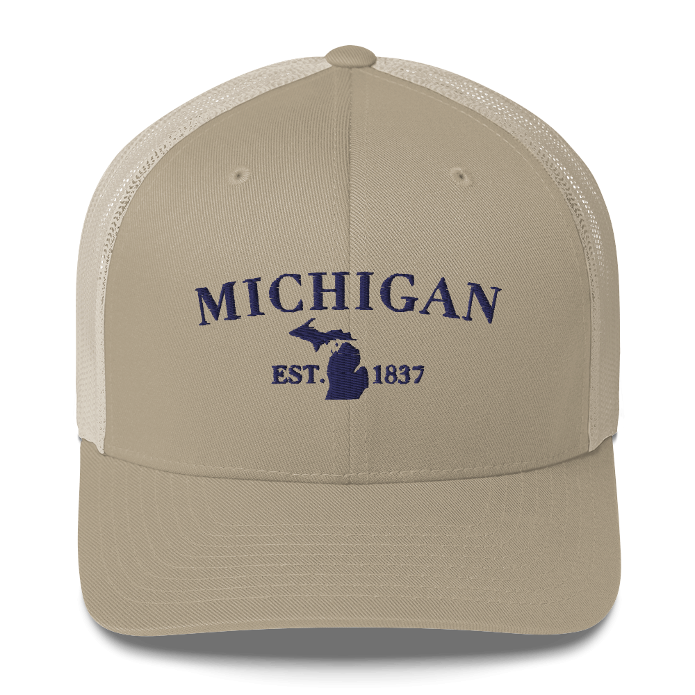 'Michigan EST 1837' Trucker Hat (Didone Font)