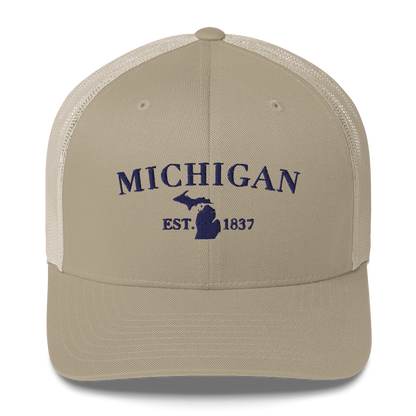 'Michigan EST 1837' Trucker Hat (Didone Font)