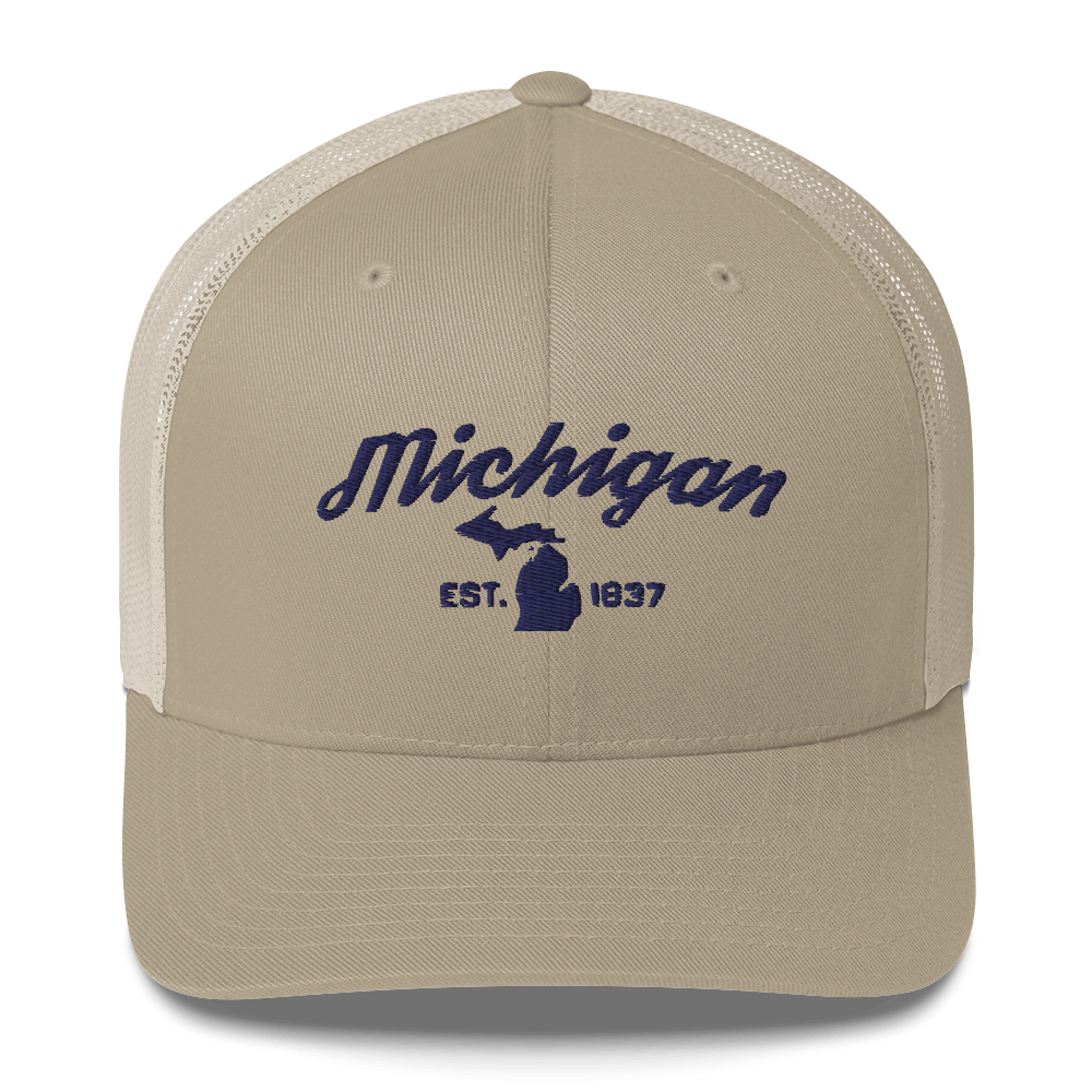 'Michigan EST 1837' Trucker Hat (Script Font)