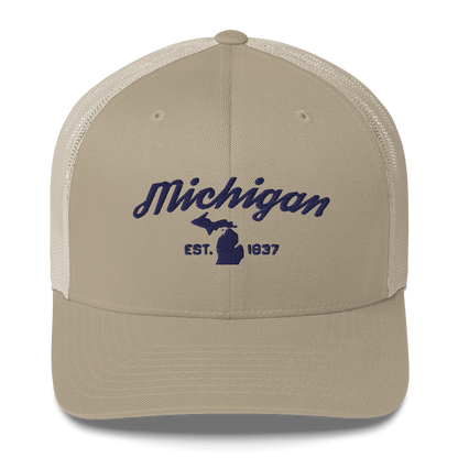 'Michigan EST 1837' Trucker Hat (Script Font)