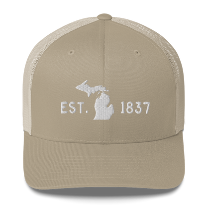 Michigan 'EST 1837' Trucker Hat (Licence Plate Font)