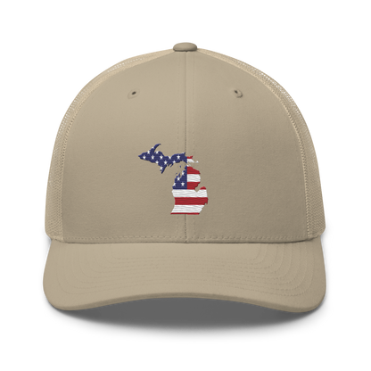 State of Michigan Trucker Hat (w/ USA Flag Outline)