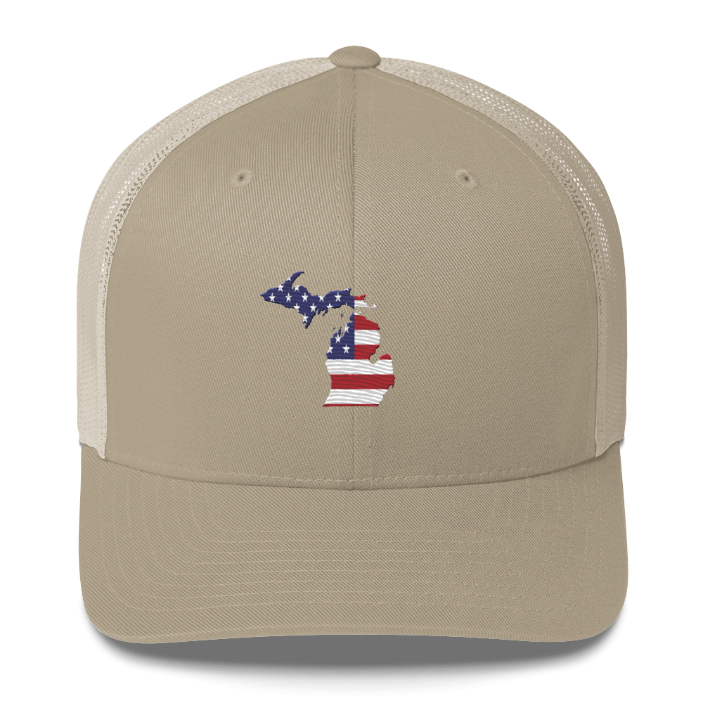 State of Michigan Trucker Hat (w/ USA Flag Outline)