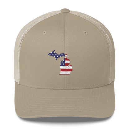 State of Michigan Trucker Hat (w/ USA Flag Outline)