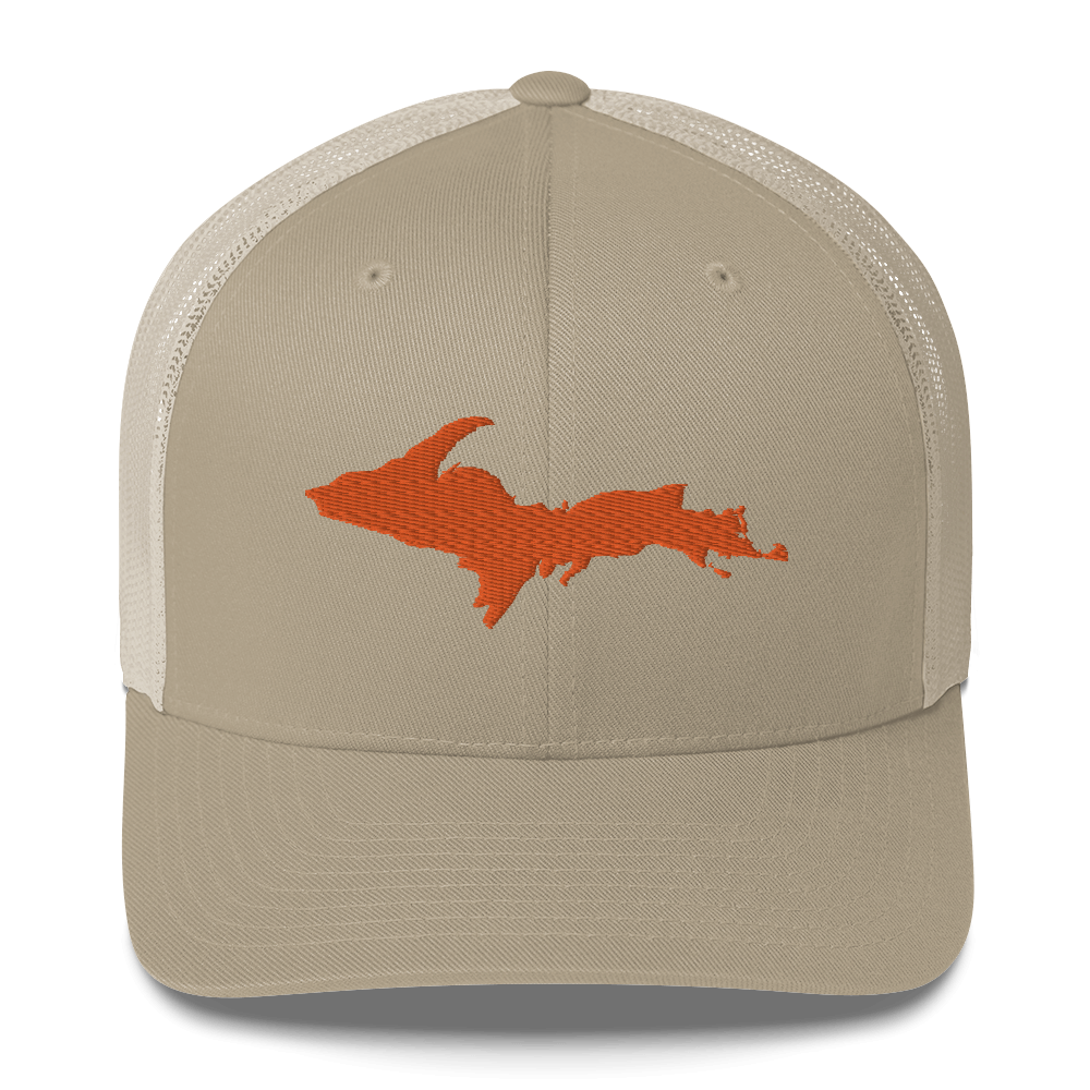 Michigan Upper Peninsula Trucker Hat (w/ Orange UP Outline)