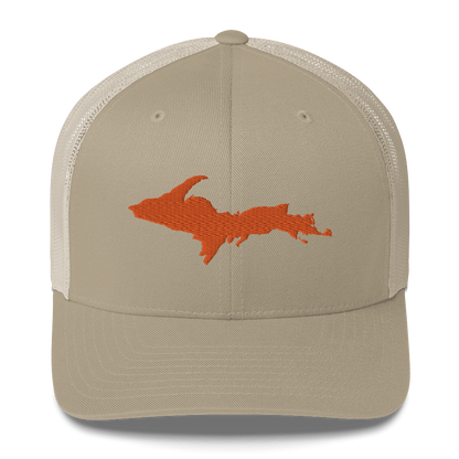 Michigan Upper Peninsula Trucker Hat (w/ Orange UP Outline)