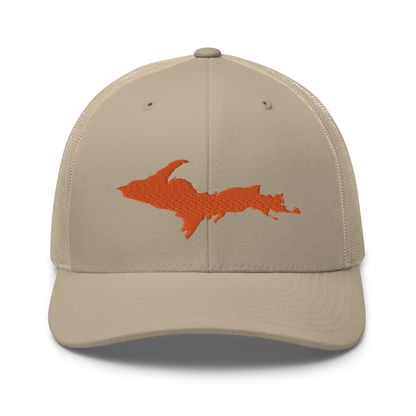 Michigan Upper Peninsula Trucker Hat (w/ Orange UP Outline)