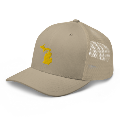 Michigan Trucker Hat (w/ Michigan Outline) | Gold Embroidery