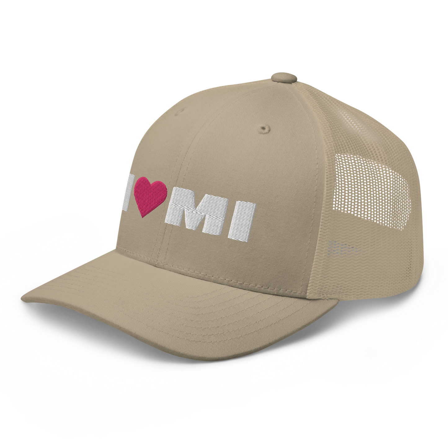 Michigan 'I ❤️ MI' Trucker Hat (French Olive Font)