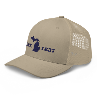 Michigan 'EST 1837' Trucker Hat (Army Font)