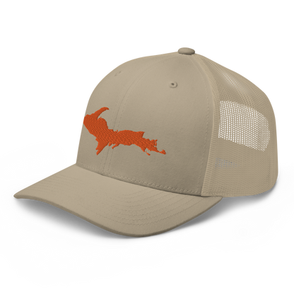 Michigan Upper Peninsula Trucker Hat (w/ Orange UP Outline)