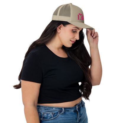 Michigan 'Love' Trucker Hat (Didone Font) | Pink Embrodiery