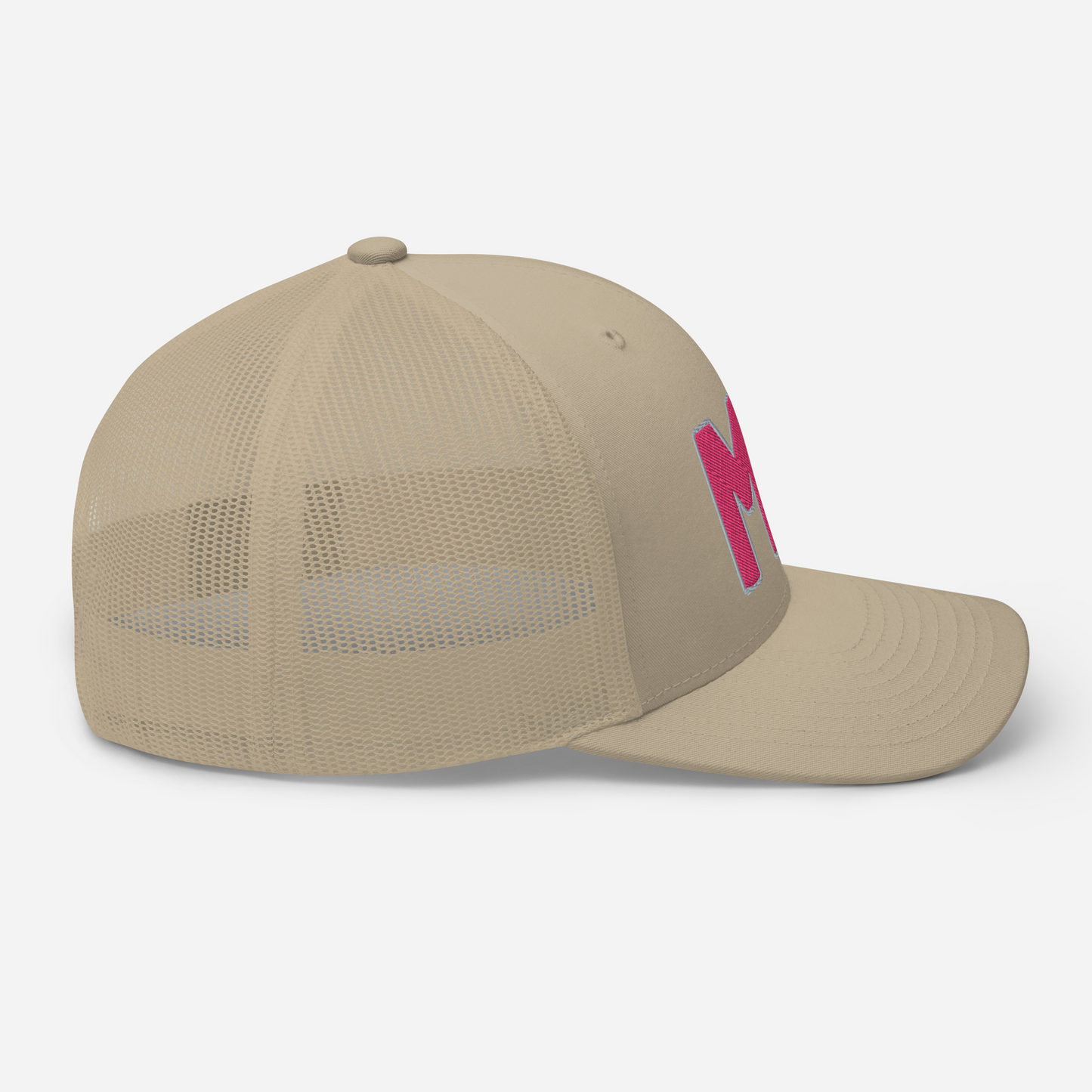 Michigan 'MI' Trucker Hat (1940s Baseball Font) | Pink Embroidery