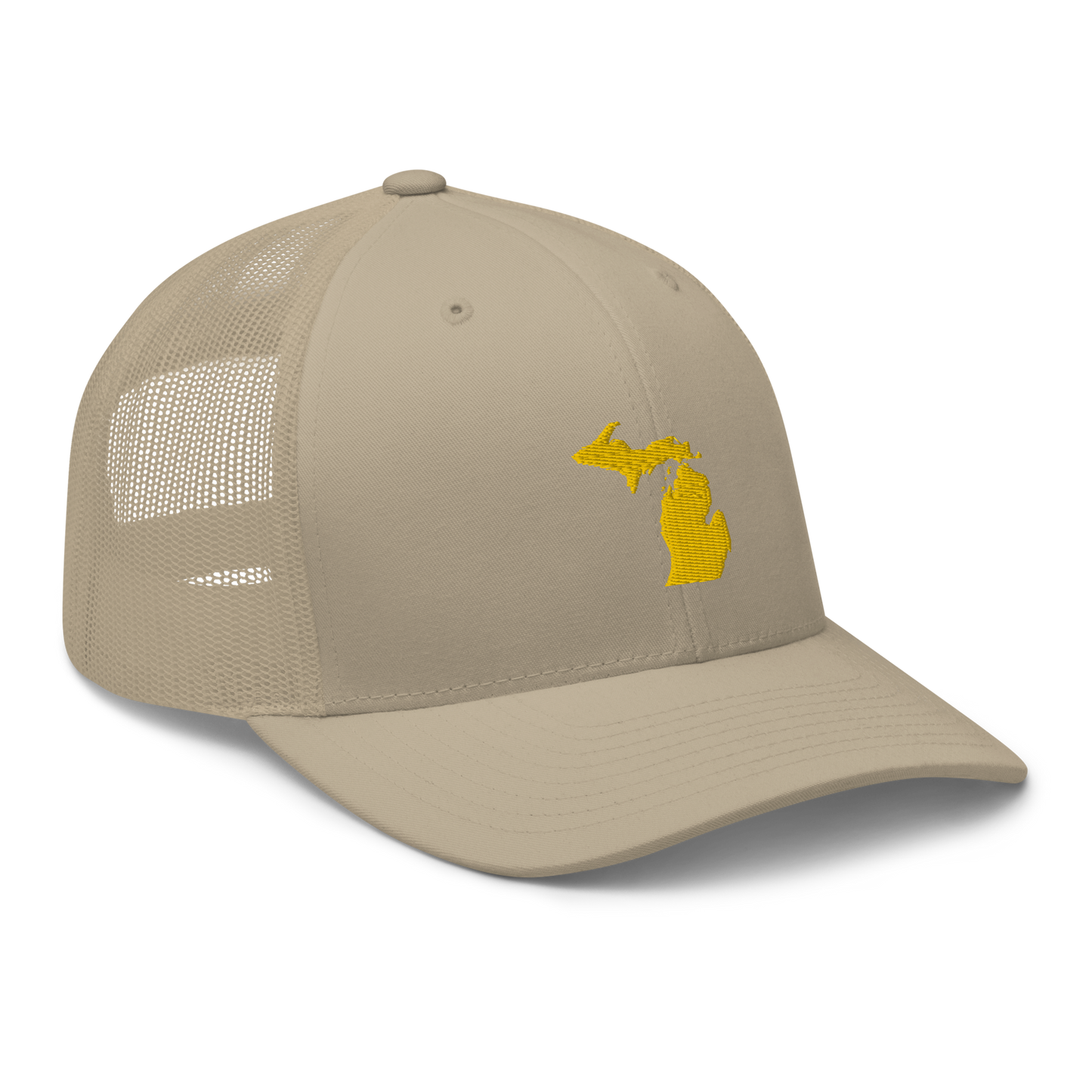 Michigan Trucker Hat (w/ Michigan Outline) | Gold Embroidery