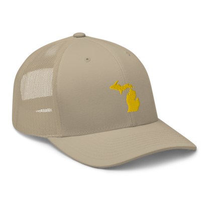 Michigan Trucker Hat (w/ Michigan Outline) | Gold Embroidery