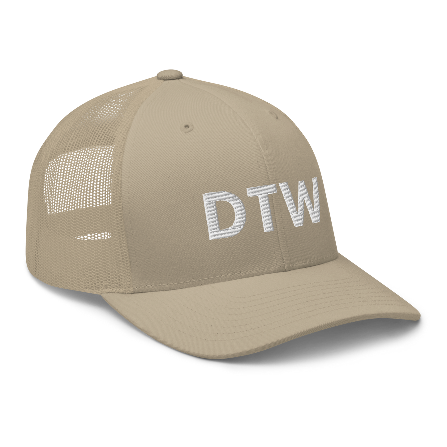 Detroit 'DTW' Trucker Hat | White/Black Embroidery