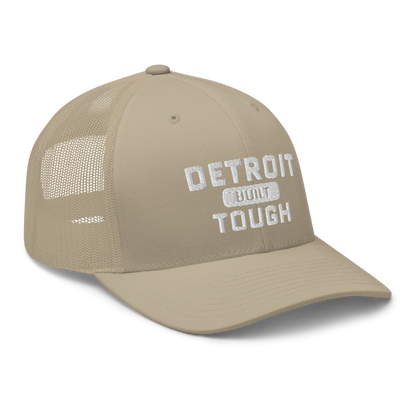 'Built Detroit Tough' Trucker Hat | White/Black Embroidery