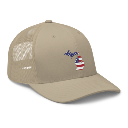 State of Michigan Trucker Hat (w/ USA Flag Outline)