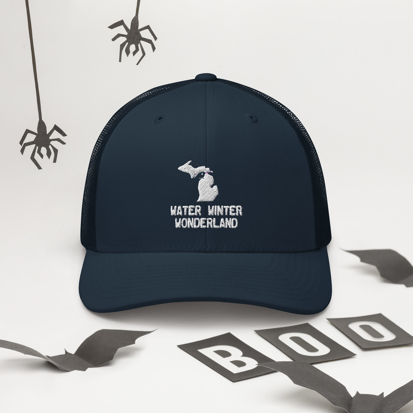 Michigan 'Water Winter Wonderland' Trucker Hat (w/ MI Outline)